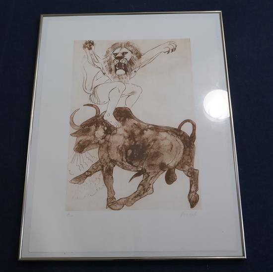 § Dame Elizabeth Frink (1930-1993) Herakles and Lions Mask, 1988, from the series Children of the Gods 28.5 x 21.75in.